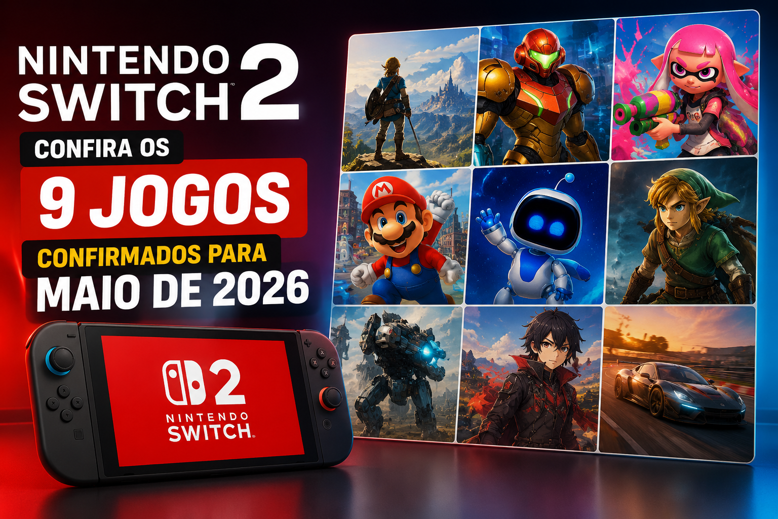 Nintendo Switch 2: confira os 9 jogos confirmados para maio de 2026